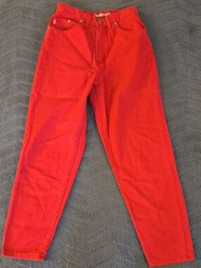 Vintage No Excuses Straight Leg Jeans in Bright Red